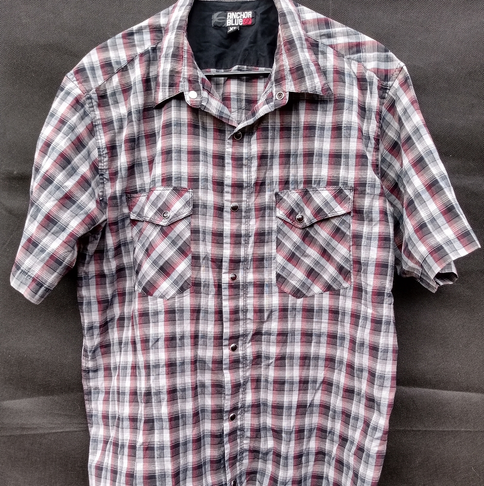 MEN'S Pearl Snap Short Sleeve Plaid Western Shirt